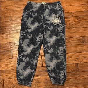 Mighty Fine Black and Gray Track Pants with Tie-Dye Design